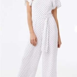 Belted Polka Dot Print Jumpsuit